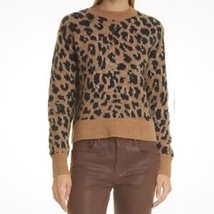 FRAME Cheetah-Print Crewneck Sweater Top Size XS